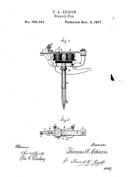 inventeur-machine-à - tatouer_brevet- thomas- a. Edison