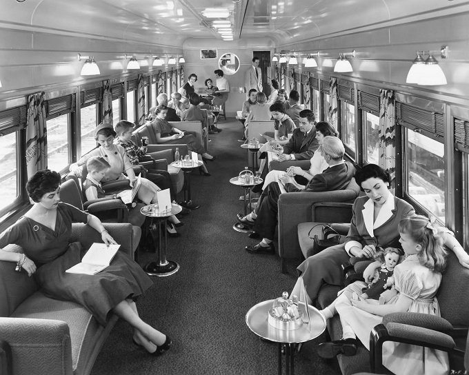 Lounge- Car -aboard- a -Union -Pacific Streamliner- in the 1950s.