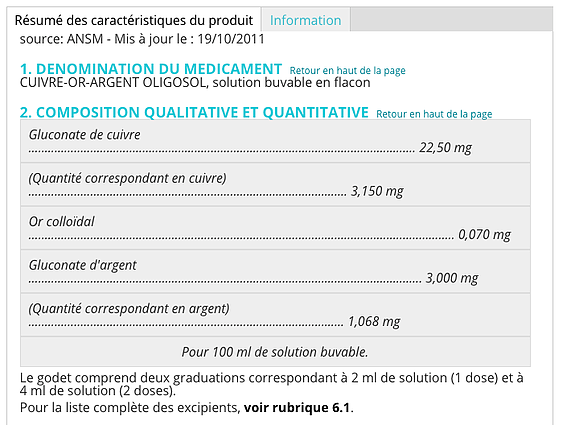 OLIGOSOL -MEDICAMENT-dosage