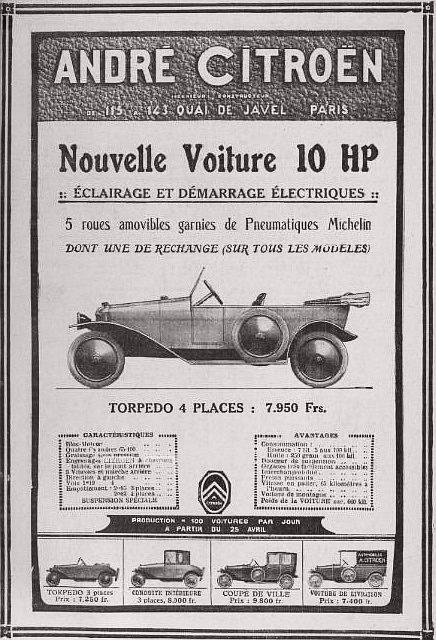 Publicité_Citroën_de_1919,_pour_la_10HP_type_A_de_série2