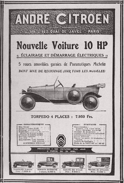 Publicité_Citroën_de_1919,_pour_la_10HP_type_A_de_série2